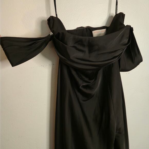 Birdy Grey Mia Convertible Dress Shiny Satin Black XXL Off Shoulder Glam Elegant - Picture 4 of 12